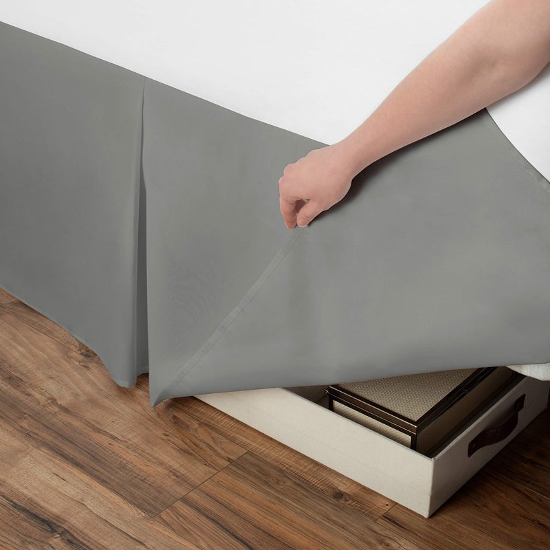 Spacemaker Extra-Long 21" Drop Length Bed Skirt, Full, Silver - Image 2